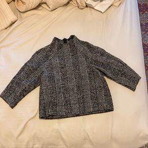 Zara Tweed Mock Neck Blouse XS